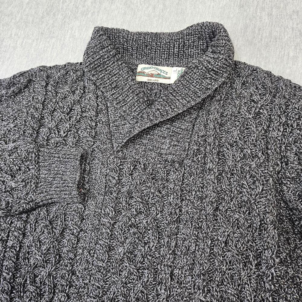 Aran Crafts Men's Charcoal Cable Knit Sweater